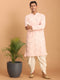 Vastramay Men's Pink Mirror Kurta Dhoti Set